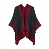 Women Poncho Scarf Reversible Cardigan Vintage Splicing Warm Cape Shawl Scarves Pashmina