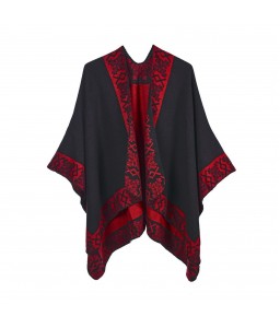 Women Poncho Scarf Reversible Cardigan Vintage Splicing Warm Cape Shawl Scarves Pashmina