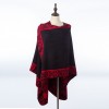 Women Poncho Scarf Reversible Cardigan Vintage Splicing Warm Cape Shawl Scarves Pashmina