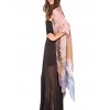 New Women Chiffon Loose Cardigan Gradient Front Floral Print 3/4 Sleeves Beach Thin Casual Outerwear Pink