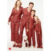 Family Mom Women Two-Piece Set Plaid Pajama Sleepwear Long Sleeves Button Casual House Wear Top Pants