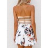 Women Floral Halter Jumpsuit Strappy Hollow Out  Summer Outfit Beach Short Playsuit