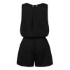 Sexy Women Playsuit Elegant Short Jumpsuit Romper Casual Button Solid Overalls One Piece Bodysuit with Self-tie