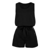 Sexy Women Playsuit Elegant Short Jumpsuit Romper Casual Button Solid Overalls One Piece Bodysuit with Self-tie