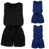 Sexy Women Playsuit Elegant Short Jumpsuit Romper Casual Button Solid Overalls One Piece Bodysuit with Self-tie