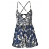 Women Spaghetti Strap Playsuit Floral Print Cross Strap Beach Plunge Jumpsuit Romper