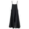 Fashion Women Cotton Wide Leg Jumpsuit Spaghetti Strap Solid Color Sleeveless Strappy Romper Full Length Overalls