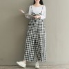 Women Loose Wide Legs Jumpsuit Plaid Spaghetti Straps Casual Playsuit Rompers Oversized Overalls