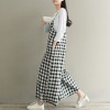 Women Loose Wide Legs Jumpsuit Plaid Spaghetti Straps Casual Playsuit Rompers Oversized Overalls