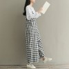 Women Loose Wide Legs Jumpsuit Plaid Spaghetti Straps Casual Playsuit Rompers Oversized Overalls