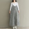 Women Loose Wide Legs Jumpsuit Plaid Spaghetti Straps Casual Playsuit Rompers Oversized Overalls