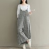 Women Loose Wide Legs Jumpsuit Plaid Spaghetti Straps Casual Playsuit Rompers Oversized Overalls