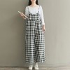 Women Loose Wide Legs Jumpsuit Plaid Spaghetti Straps Casual Playsuit Rompers Oversized Overalls