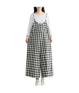 Women Loose Wide Legs Jumpsuit Plaid Spaghetti Straps Casual Playsuit Rompers Oversized Overalls