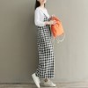 Women Loose Wide Legs Jumpsuit Plaid Spaghetti Straps Casual Playsuit Rompers Oversized Overalls