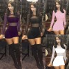 New Sexy Women Jumpsuit Mesh Lace Round Neck Long Sleeve Bodycon Short Rompers Bodysuit Outfits