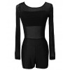 New Sexy Women Jumpsuit Mesh Lace Round Neck Long Sleeve Bodycon Short Rompers Bodysuit Outfits