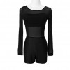 New Sexy Women Jumpsuit Mesh Lace Round Neck Long Sleeve Bodycon Short Rompers Bodysuit Outfits