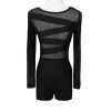 New Sexy Women Jumpsuit Mesh Lace Round Neck Long Sleeve Bodycon Short Rompers Bodysuit Outfits