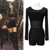 New Sexy Women Jumpsuit Mesh Lace Round Neck Long Sleeve Bodycon Short Rompers Bodysuit Outfits