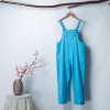 Vintage Women Cotton Linen Wide Leg Jumpsuit Plus Size Sleeveless Pockets Romper Full Length Pure Color Overalls