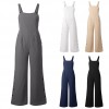 Fashion Women Solid Color Jumpsuit Sleeveless Pocket Zipper Button Loose Casual Romper Overall Playsuit