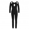 New Fashion Women Jumpsuit Solid Cut Out Round Neck Long Sleeve Slim Night Club Sexy Rompers Black