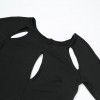 New Fashion Women Jumpsuit Solid Cut Out Round Neck Long Sleeve Slim Night Club Sexy Rompers Black