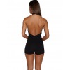 Sexy Women Playsuit Plunge V Front Chocker High Neck Sleeveless Mesh Open Back Bodycon Night Clubwear