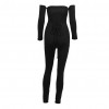 Sexy Women Off Shoulder Jumpsuit Backless Bandage Long Sleeve Rompers Bodycon Playsuit Bodysuit Catsuit Blue/Burgundy/Black