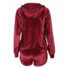 Women Velvet Tracksuit Set Long Sleeve Hoodie Sweat Suits Drawstring Sweatshirt Shorts Two Piece