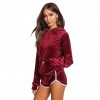 Women Velvet Tracksuit Set Long Sleeve Hoodie Sweat Suits Drawstring Sweatshirt Shorts Two Piece