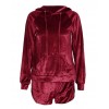 Women Velvet Tracksuit Set Long Sleeve Hoodie Sweat Suits Drawstring Sweatshirt Shorts Two Piece