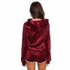 Women Velvet Tracksuit Set Long Sleeve Hoodie Sweat Suits Drawstring Sweatshirt Shorts Two Piece