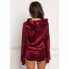 Women Velvet Tracksuit Set Long Sleeve Hoodie Sweat Suits Drawstring Sweatshirt Shorts Two Piece