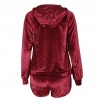 Women Velvet Tracksuit Set Long Sleeve Hoodie Sweat Suits Drawstring Sweatshirt Shorts Two Piece