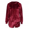 Women Velvet Tracksuit Set Long Sleeve Hoodie Sweat Suits Drawstring Sweatshirt Shorts Two Piece