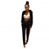 Women Two-Piece Set Hooded Hoodie Pants Stripes Long Sleeves Zipper Elastic Waist Casual Sportswear Top Trousers