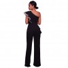 Sexy Women Jumpsuit One-Shoulder Ruffles Sleeveless Wide Legs Elegant Casual Romper