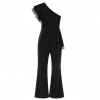 Sexy Women Jumpsuit One-Shoulder Ruffles Sleeveless Wide Legs Elegant Casual Romper