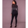 Sexy Bodycon Women Bodysuit Romper Sheer Mesh Rhinestone Deep V-neck Long Sleeves Club Jumpsuit Playsuit