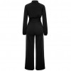 Women Jumpsuit Solid Color Stand Collar Long Sleeve Buttons High Elastic Waist Tie Wide Legs Party Wear