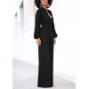 Women Jumpsuit Solid Color Stand Collar Long Sleeve Buttons High Elastic Waist Tie Wide Legs Party Wear