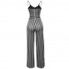 Women Jumpsuit Romper Spaghetti Strap Striped Lace Up Summer Overalls Backless Sexy Playsuit