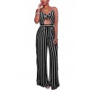 Women Jumpsuit Romper Spaghetti Strap Striped Lace Up Summer Overalls Backless Sexy Playsuit