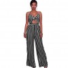 Women Jumpsuit Romper Spaghetti Strap Striped Lace Up Summer Overalls Backless Sexy Playsuit