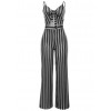 Women Jumpsuit Romper Spaghetti Strap Striped Lace Up Summer Overalls Backless Sexy Playsuit