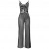 Women Jumpsuit Romper Spaghetti Strap Striped Lace Up Summer Overalls Backless Sexy Playsuit