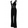 Women Wide Leg Jumpsuit Deep V Neck Hollow Out Crocheted Lace High Waist Casual Playsuit Rompers