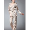 Women Silk Satin Night Robe Set Badydoll Pants Kimono Bathrobe Nightgown Sleepwear